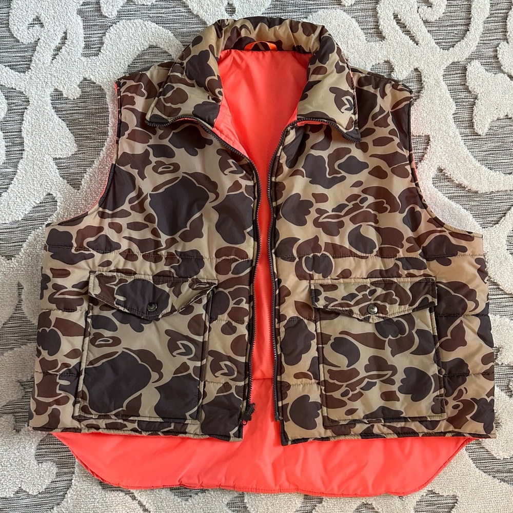 Mens Camo Vest with Orange Lining